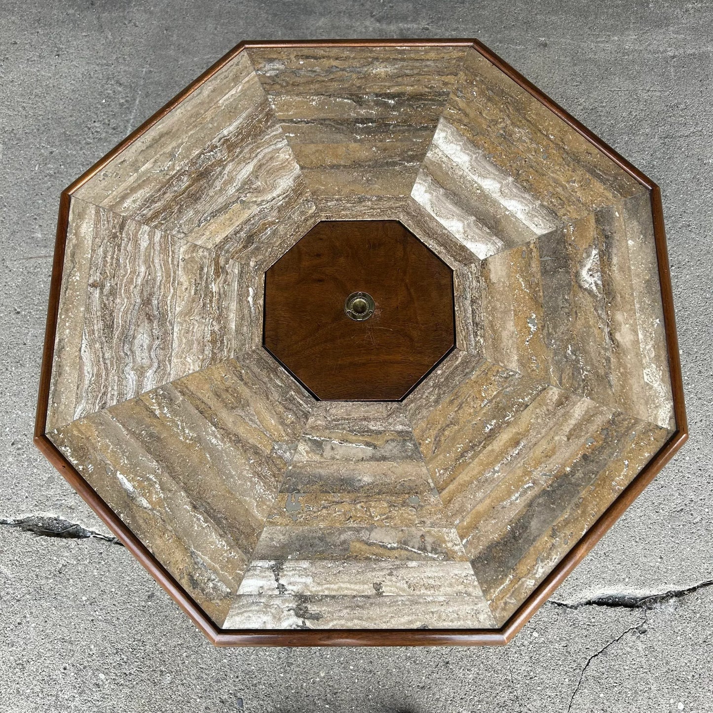 Octagonal Marble Top Game Table Possibly Harvey Probber Hidden Compartment