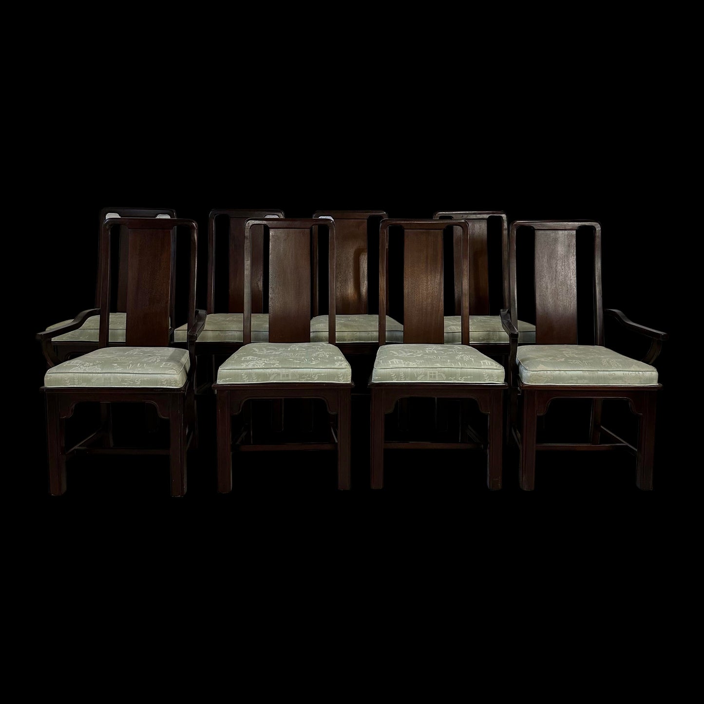 Set of 8 Chromecraft Asian Style Dining Chairs