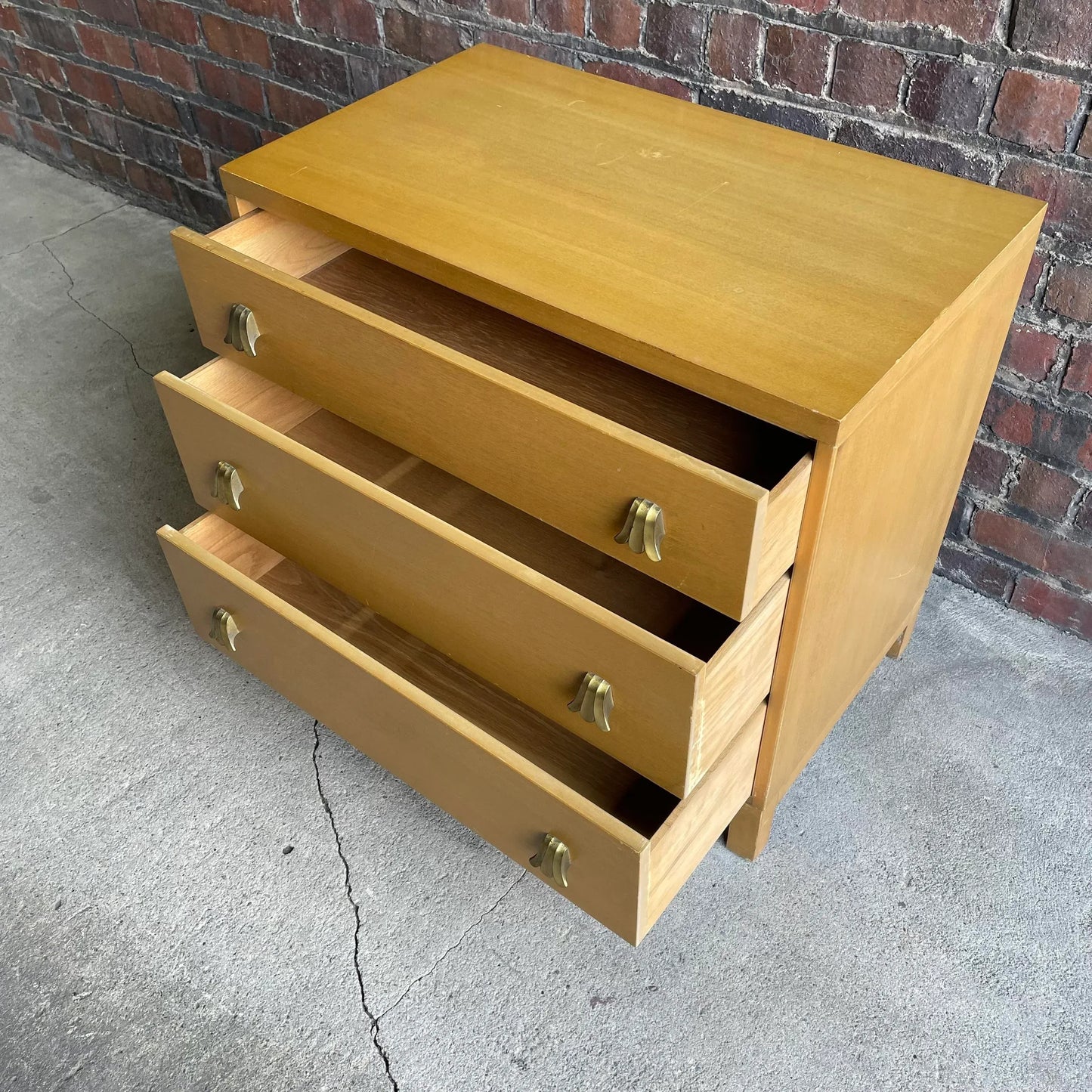 Mid Century Modern Widdicomb 3 Drawer Chest Cabinet With Brass Pulls