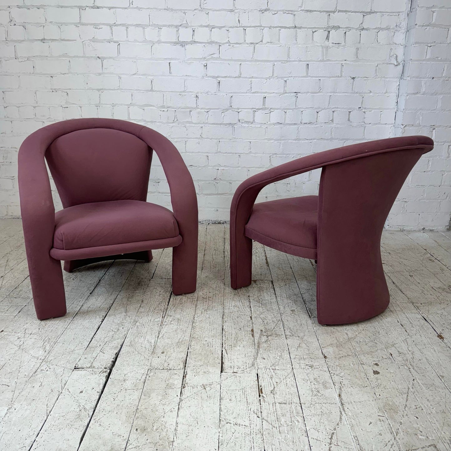 Pair of Pink Kagan Style Lounge 3 Leg Chairs by Carson’s