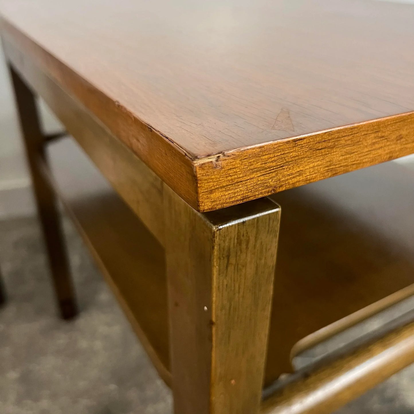 Pair of Two Tiered Leather Wrapped Dunbar Side Tables