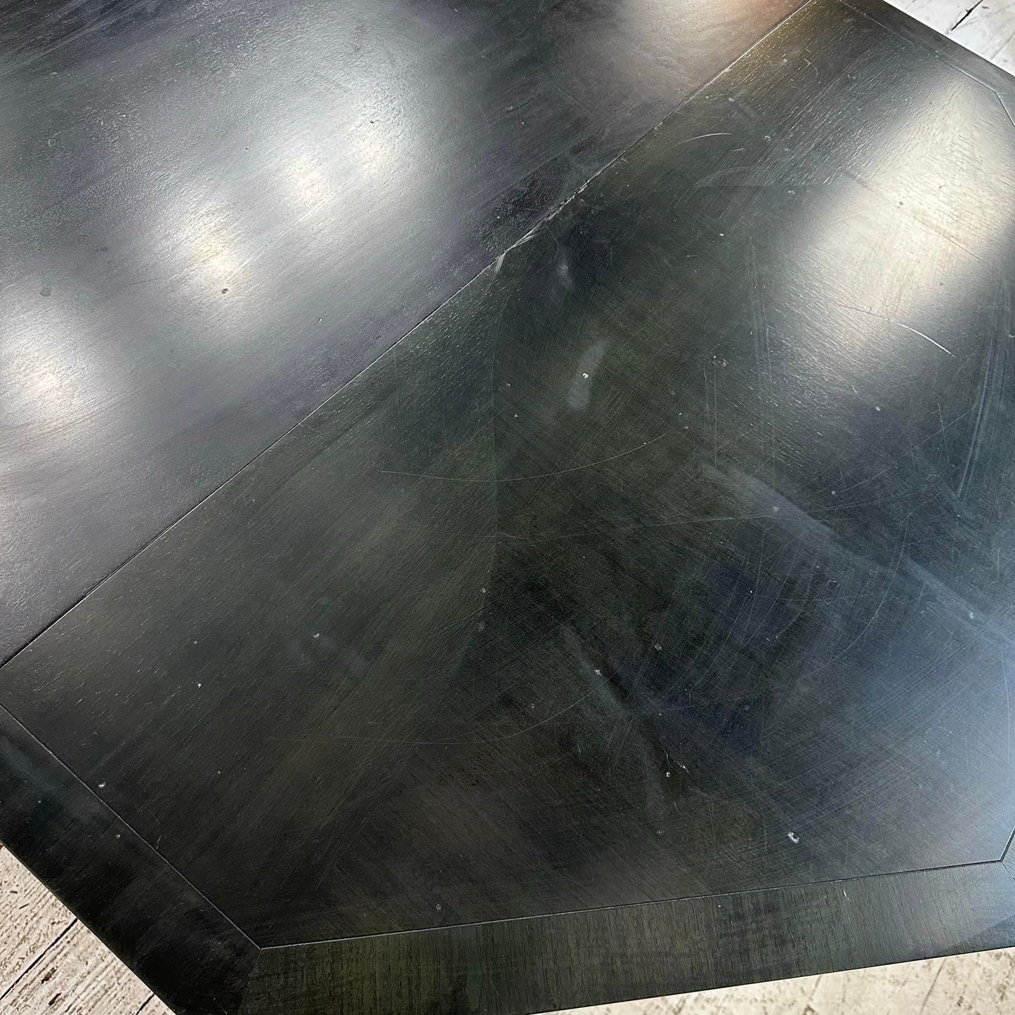 Baker Dining Table 3 Leaves Has a Dark Stain With a Hint of Green