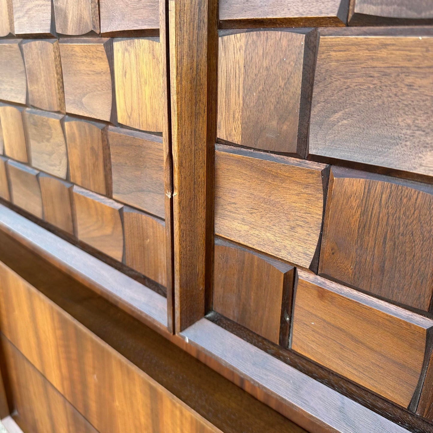 Mid-Century Modern Tobago Canadian Brutalist 2-Piece Tall Wardrobe