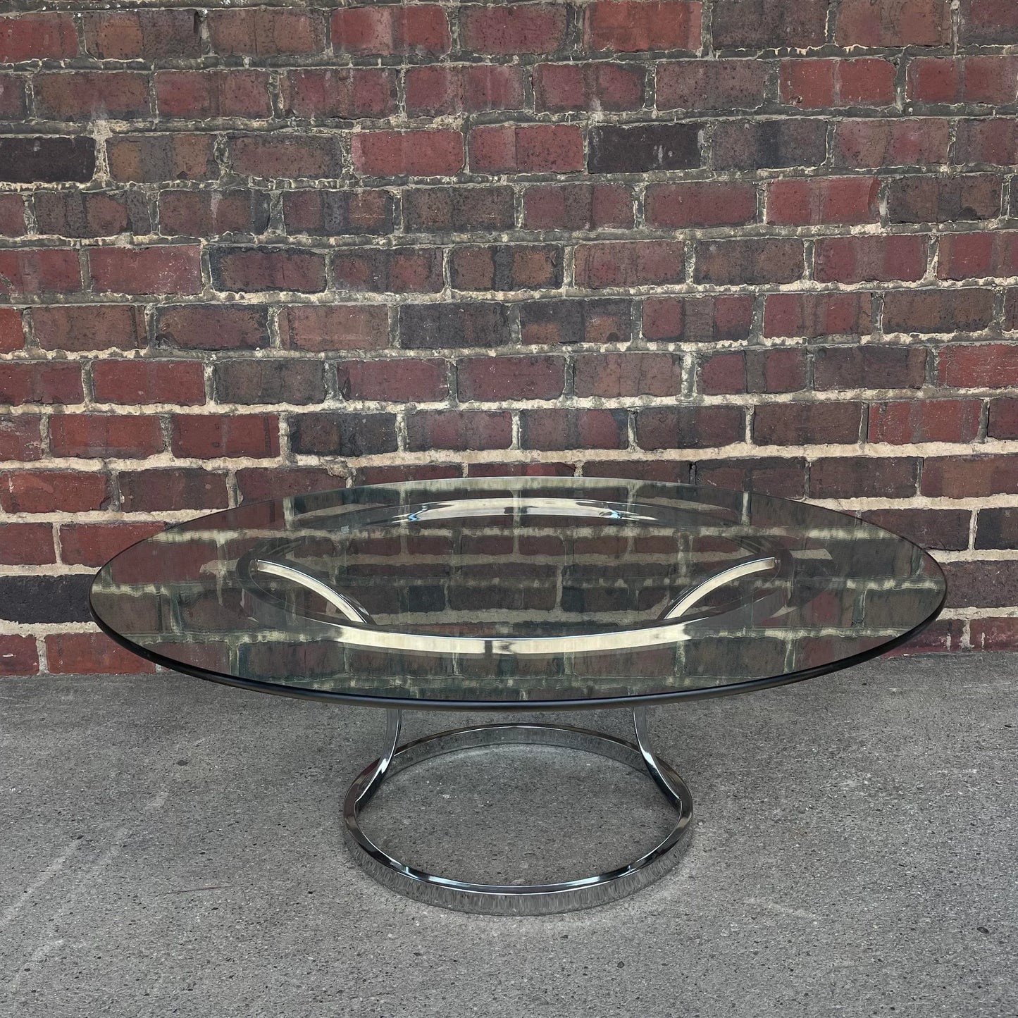 Bernhardt Furniture Company Coffee Table Circle Glass Chrome Mirror