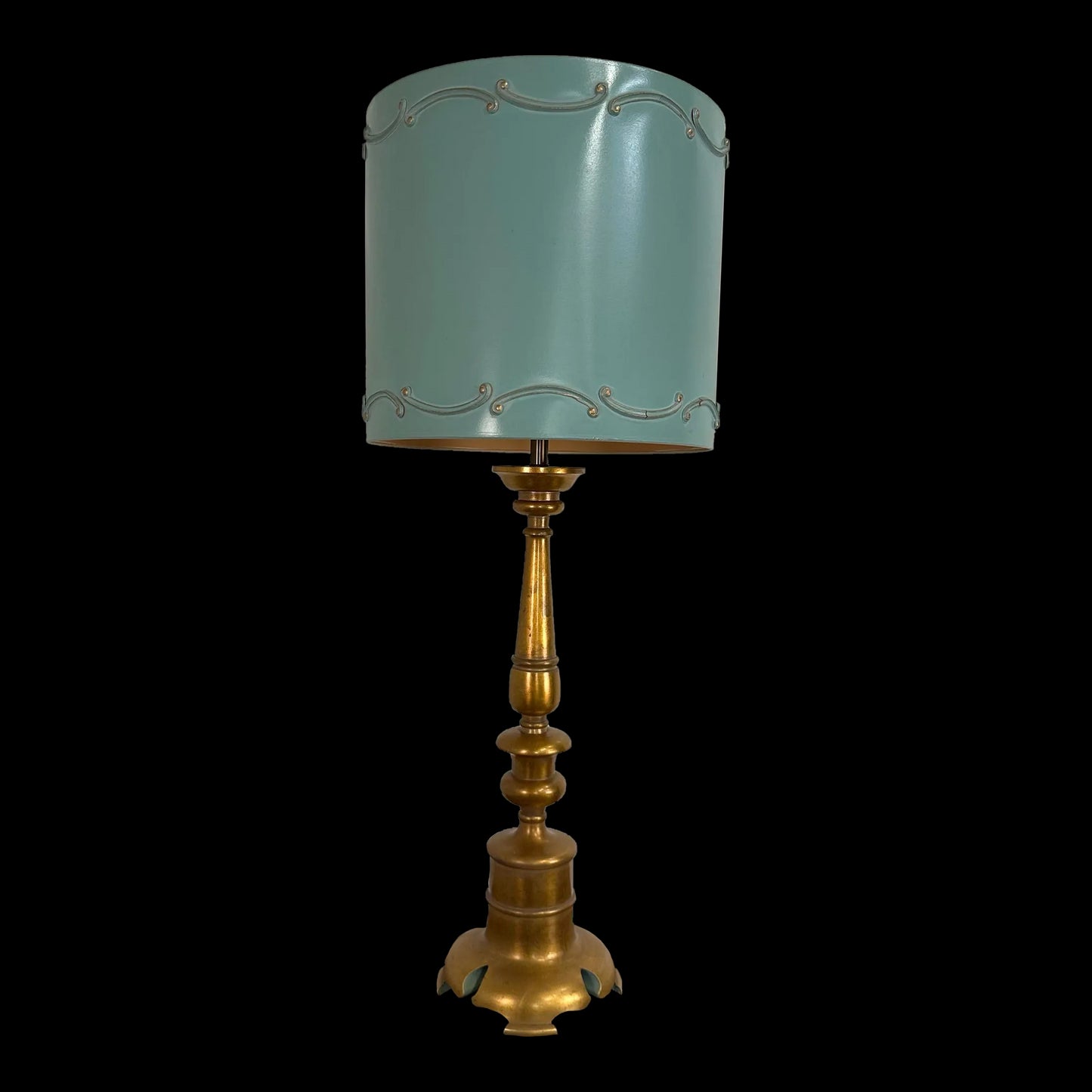 Vintage Italian Style Table Lamp Carved Giltwood Hollywood Regency