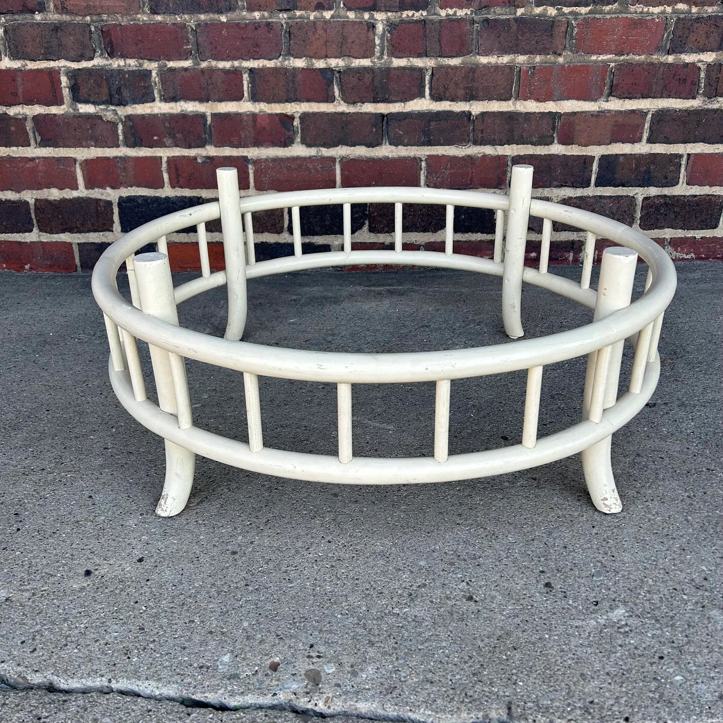 Tommi Parzinger Rattan Outdoor Round Coffee Table Willow and Reed