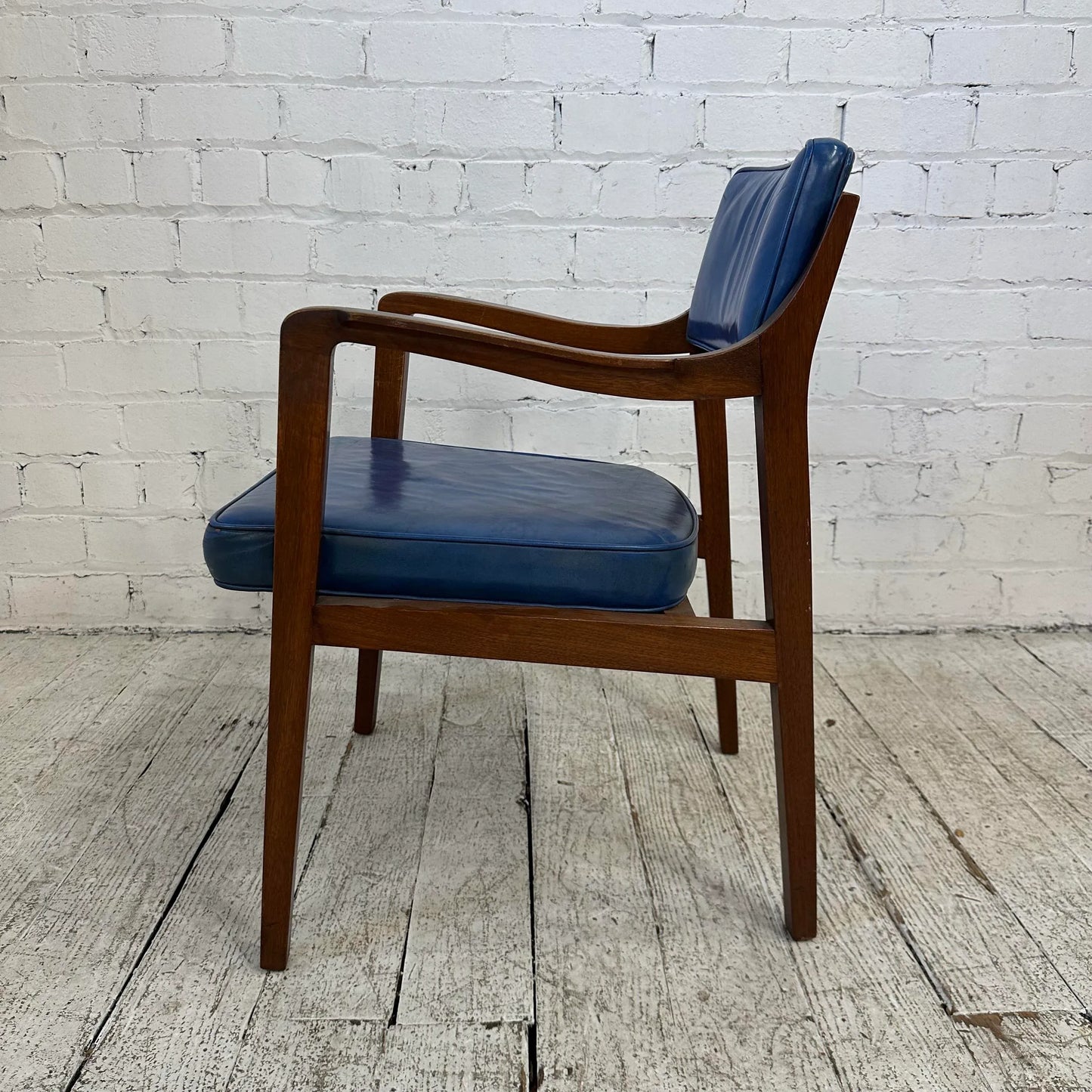 Blue Leather Dunbar Chair