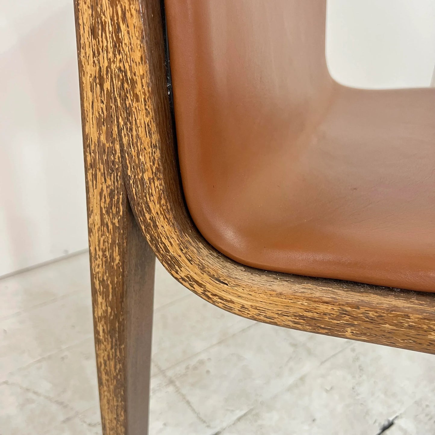 Set of 4 Bill Stephens for Knoll Leather Bentwood Chairs