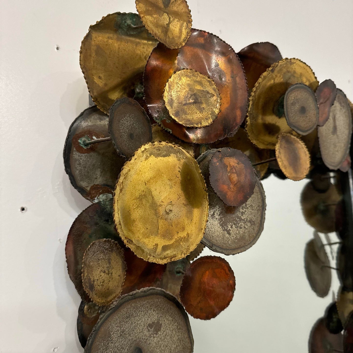 Curtis Jere Brutalist Mixed Metals Raindrops Mirror
