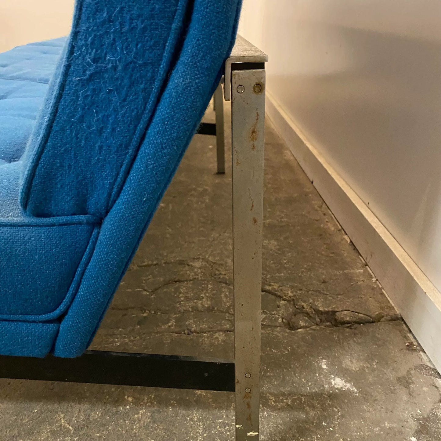 Florence Knoll Parallel Sofa Blue and Chrome