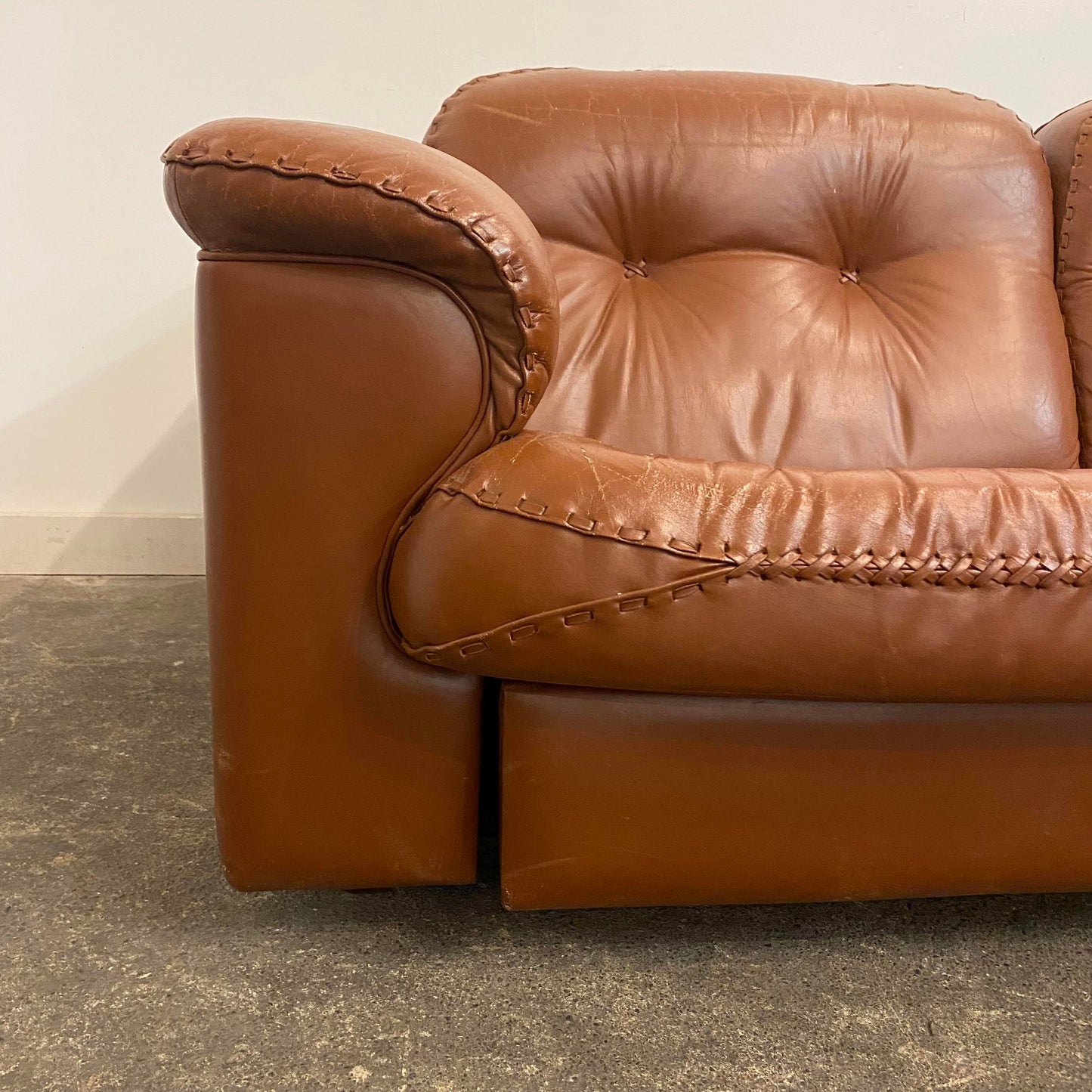 Mid Century Modern De Sede Vintage Reclining Leather Sofa