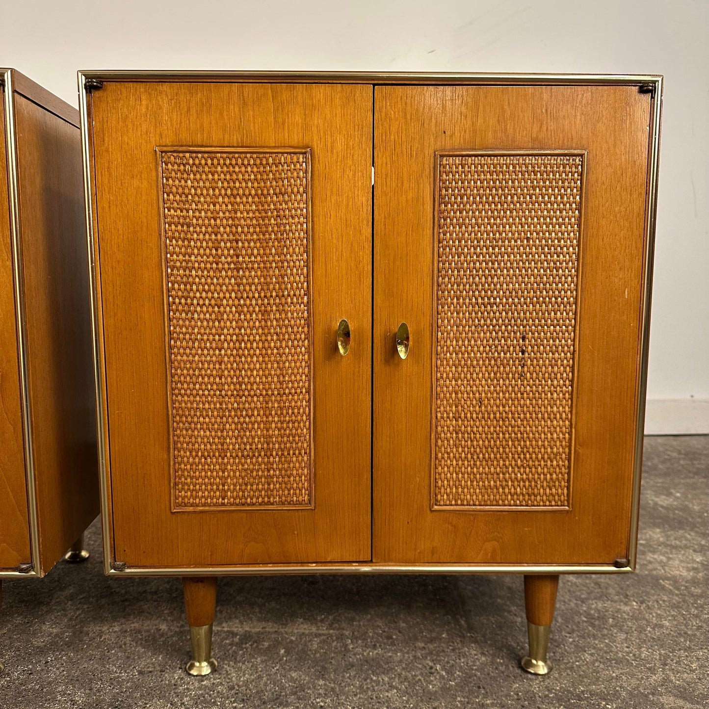 Rway Pair of Nightstands With Caned Doors