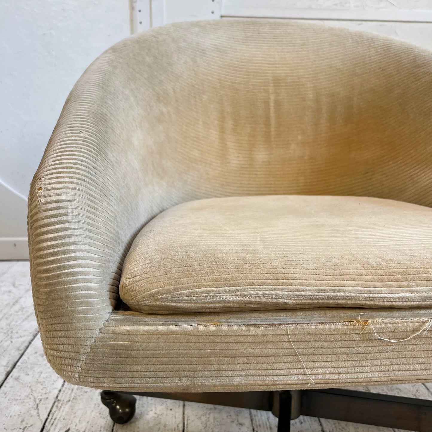 Pair of George Kasparian Cream Office Chairs Swivel Tilt