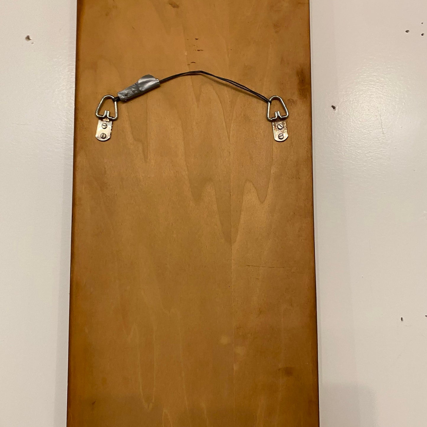 Vintage Ceramic Wall Art of Woman on Walnut and Rosewood Board Mid Century Style of Harris Strong