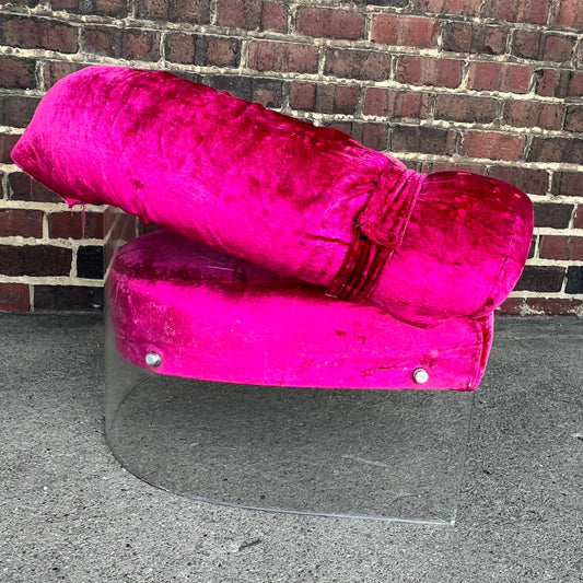 Pink Velvet Lucite Base Tub Chair Chair
