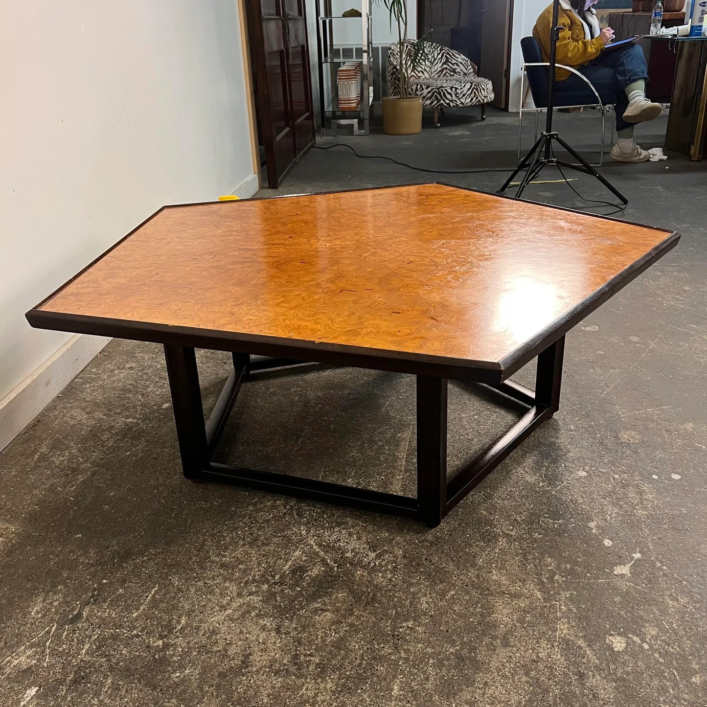 Edward Wormley for Dunbar Burlwood Pentagonal Coffee Table