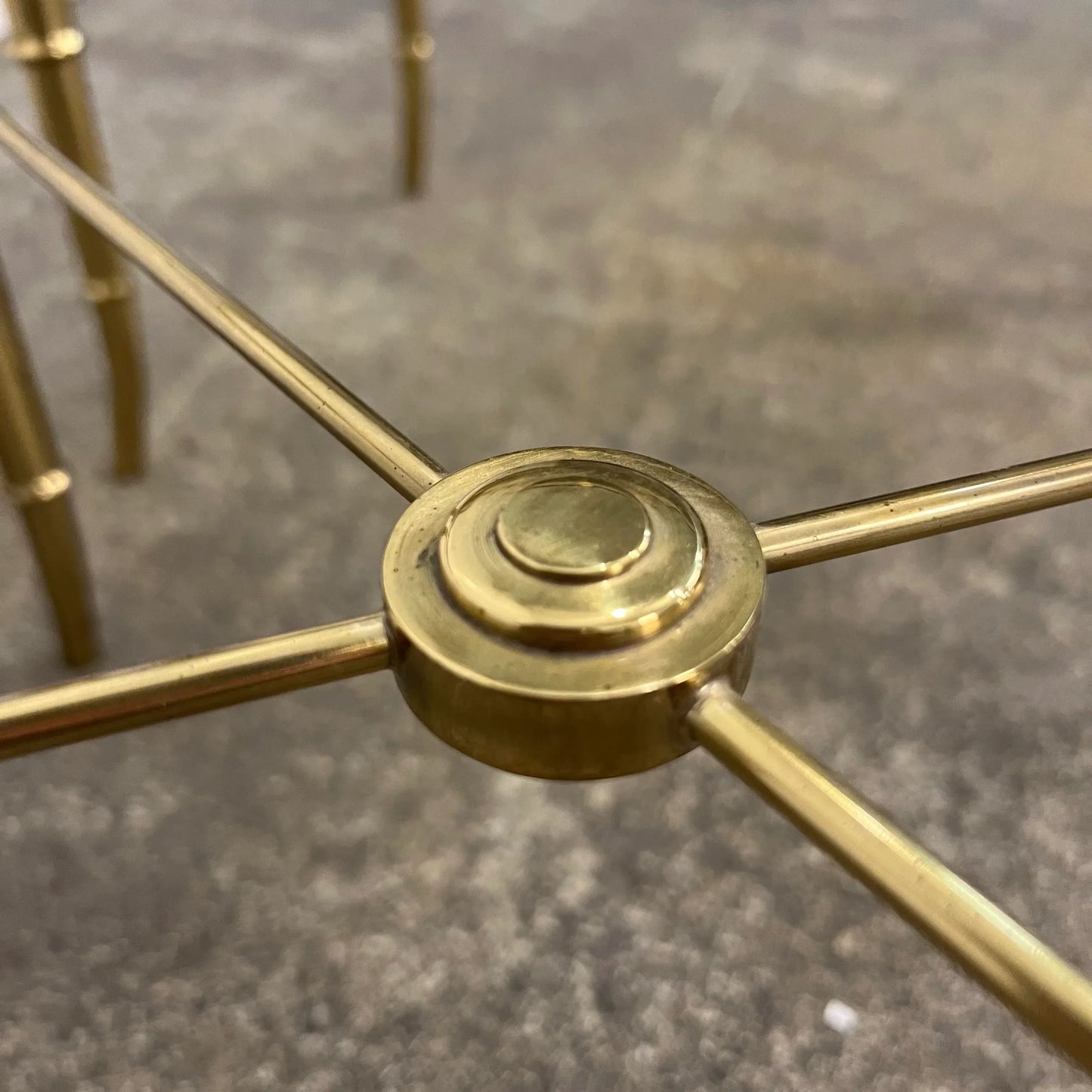 Pair of Faux Bamboo Brass Glass Oval Mastercraft End Tables