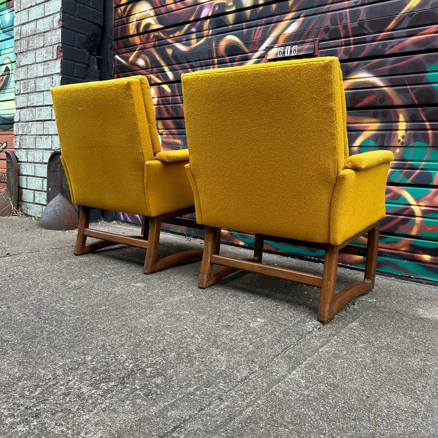 Pair of Pearsall-Style Arm Club Chairs