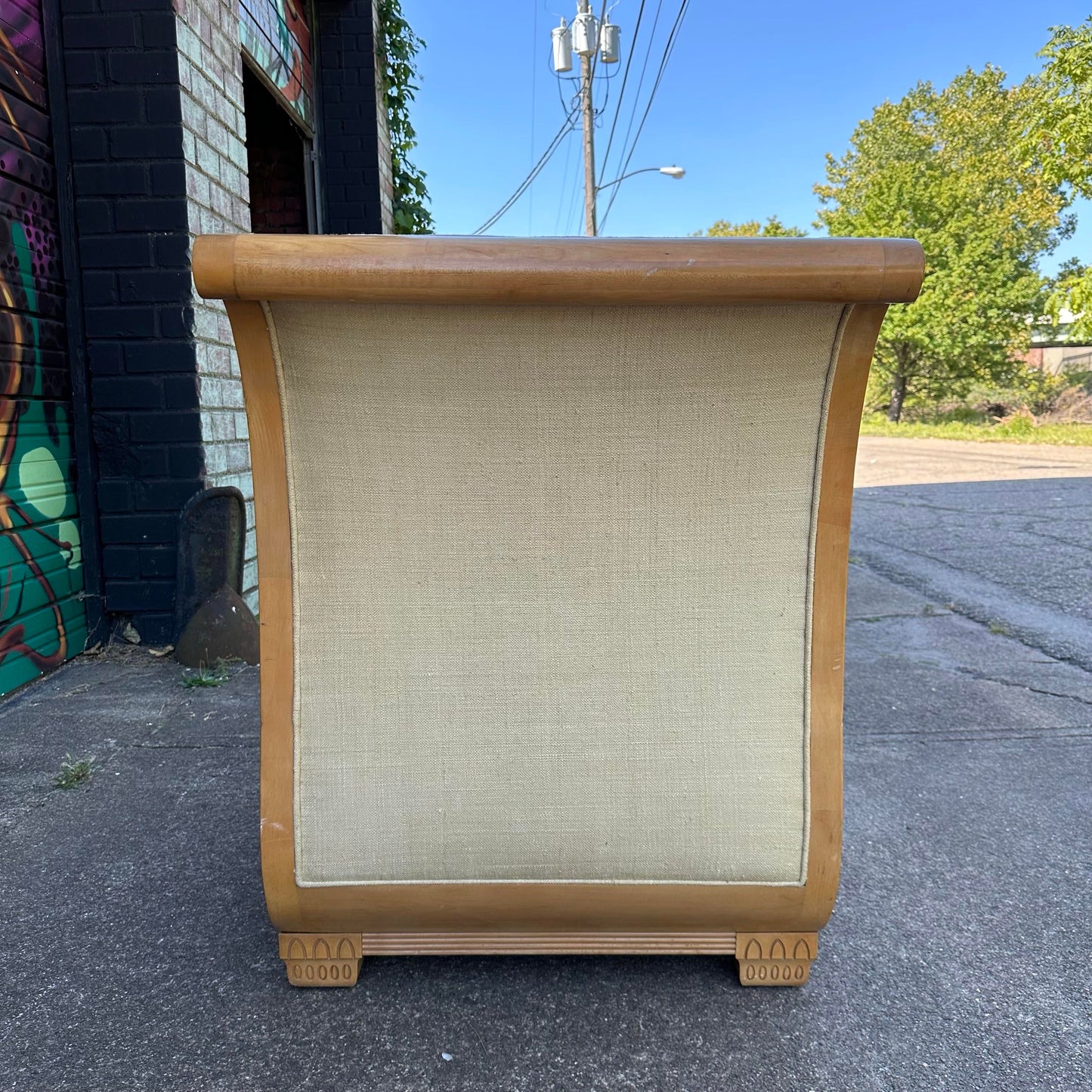 Oversized Sleigh Arm Deco Style Chair Bench