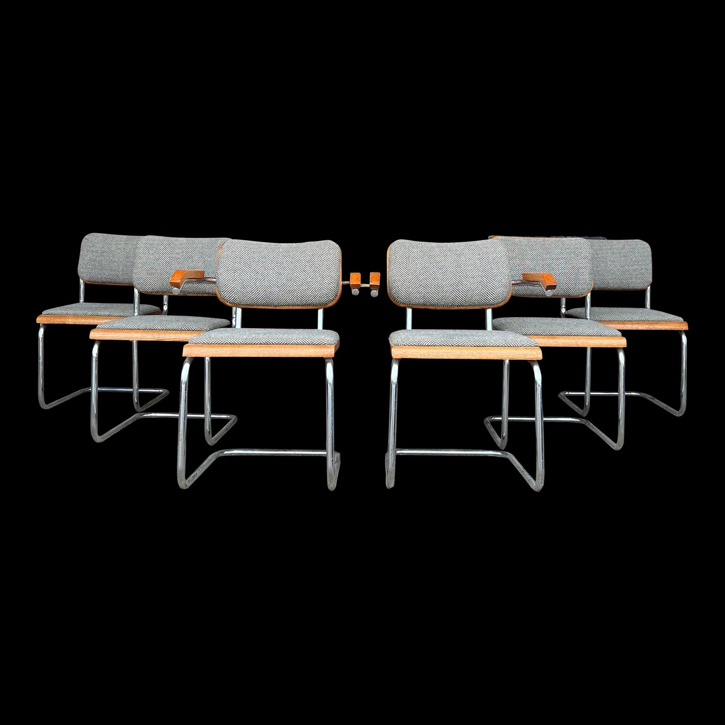 Cantaliver Cesca Style Chrome and Bentwood Set of 6 Chairs