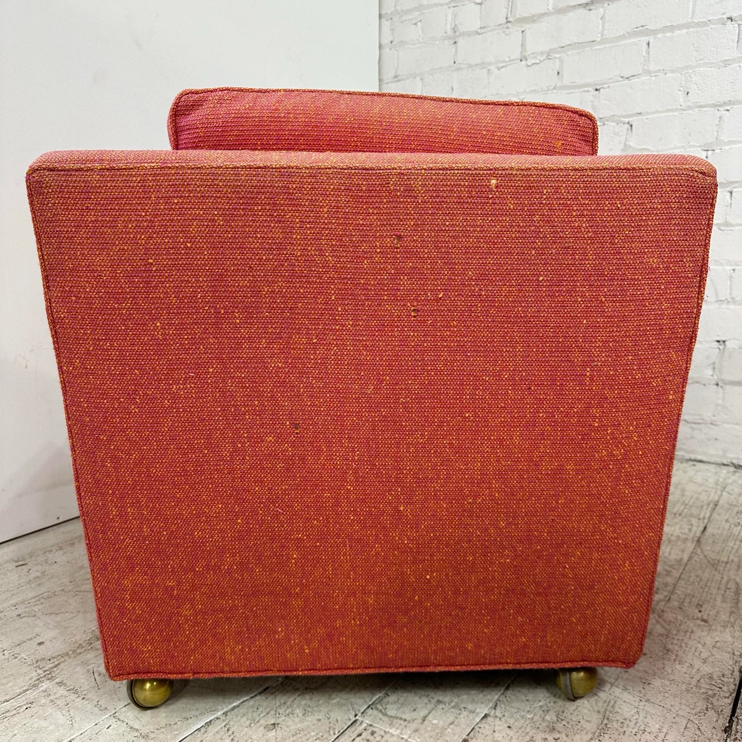 Pair of Red Edward Wormley for Dunbar Lounge Chairs With Ottoman