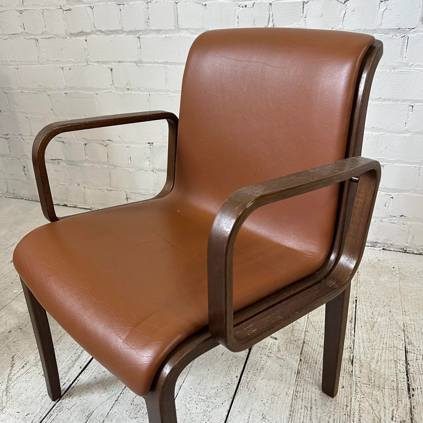 Bill Stephens for Knoll Leather and Bentwood Chairs Set of 6