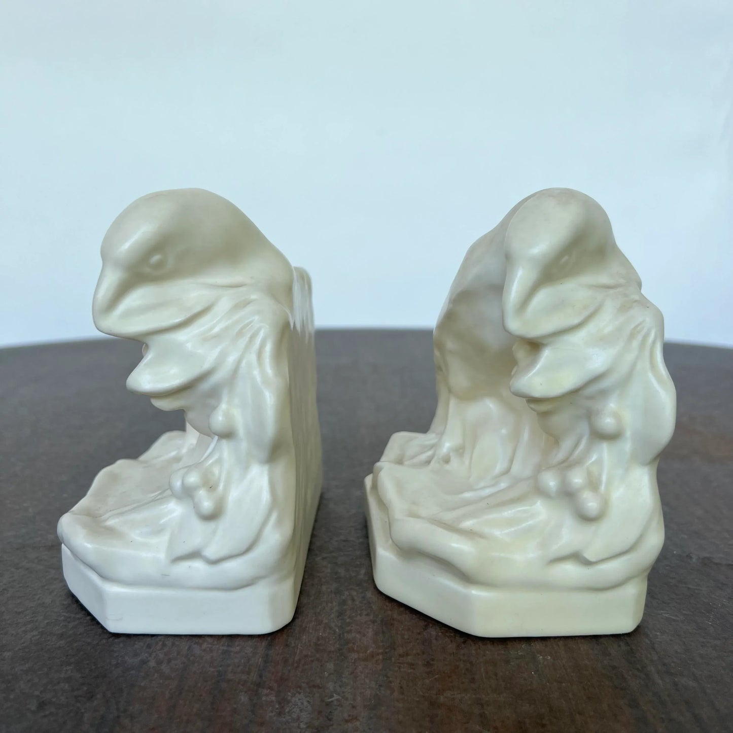 Pair of Rookwood Ceramic Crow Bookends Bird