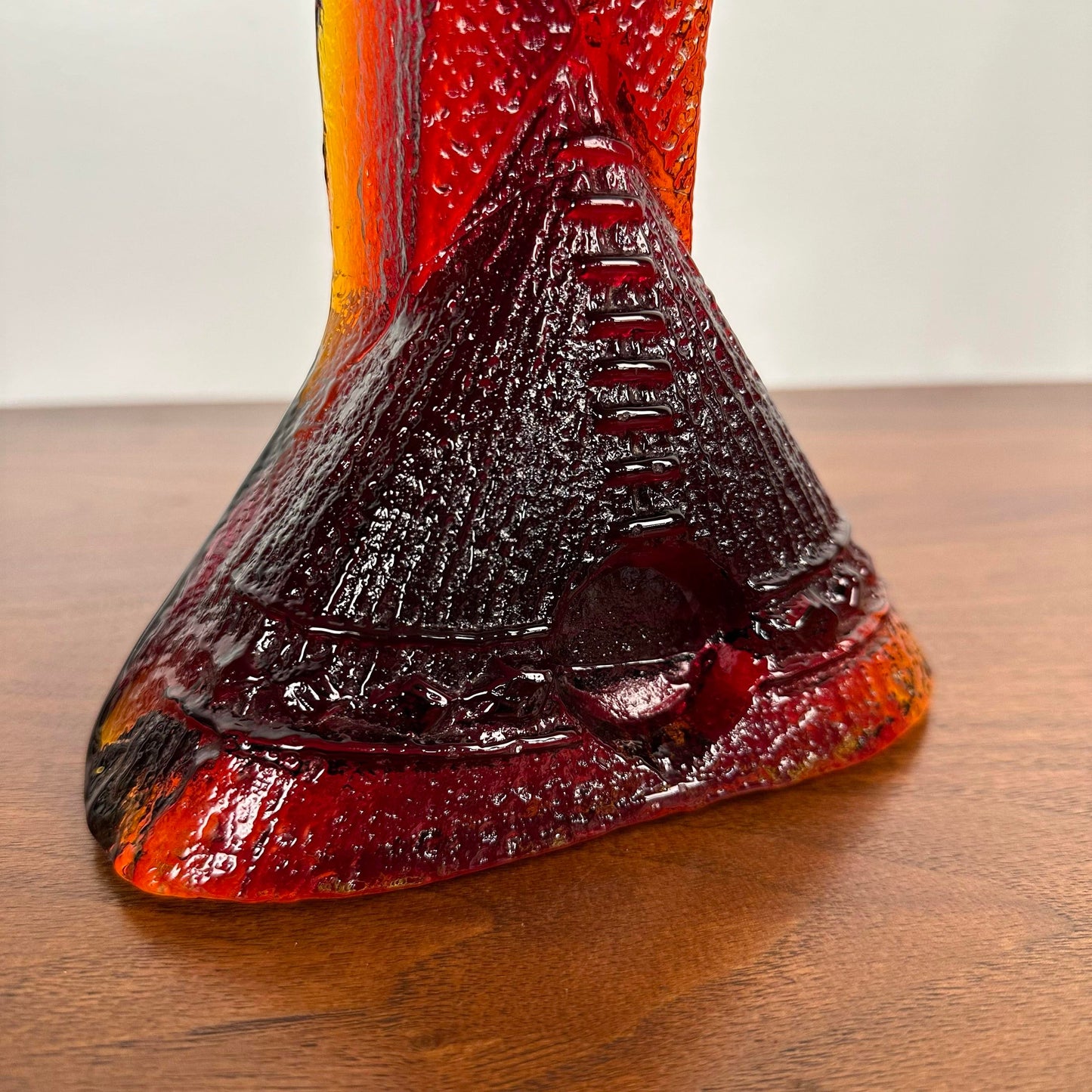 Vintage Blenko Glass Bookend Tepees Native American Amber