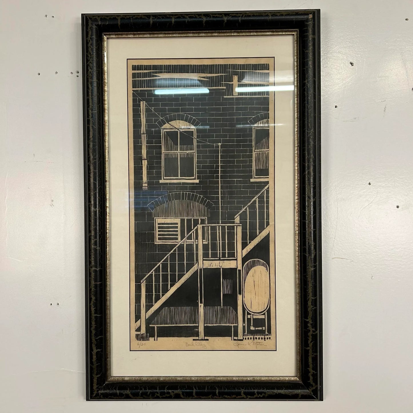 “Back Alley” Wood Cut Framed Print by James Mateer