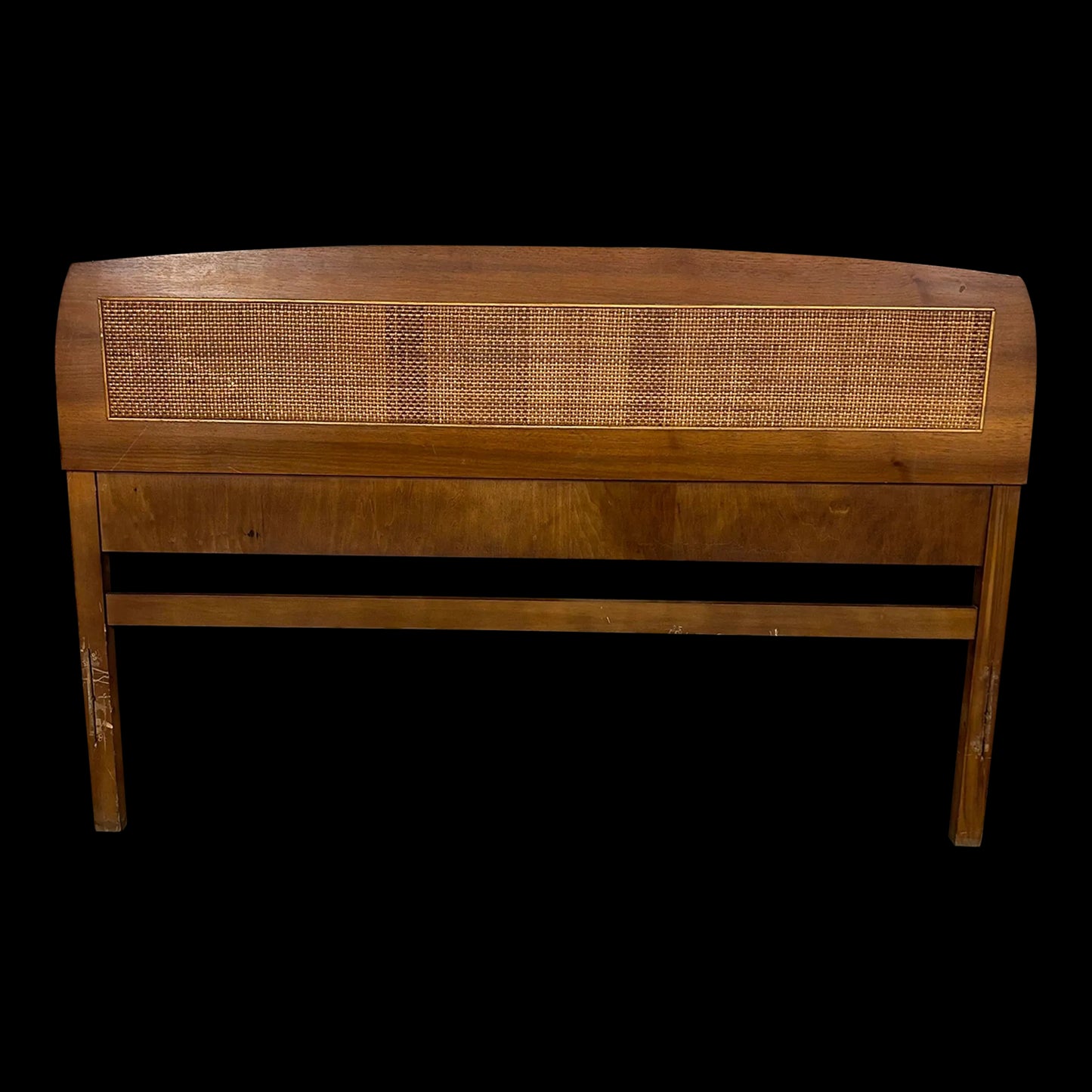 Mid Century Modern Wood and Cane Full Size Headboard