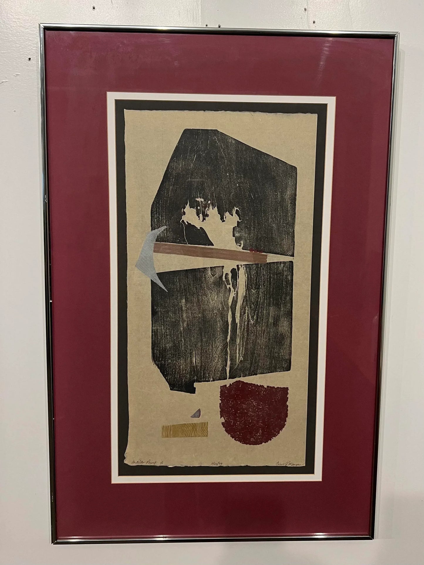 Framed Stamped Litho by Artist Carol Morgan Signed and Numbered Ap 1/1 79’