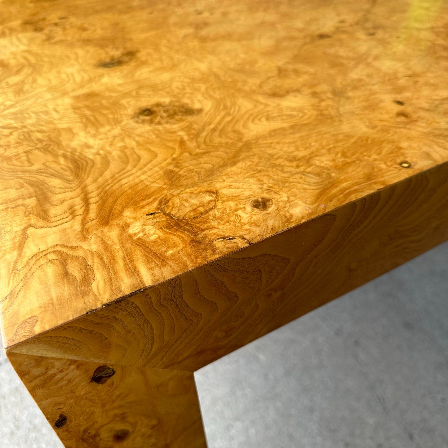 Milo Baughman Burlwood Dining Table Olive Wood