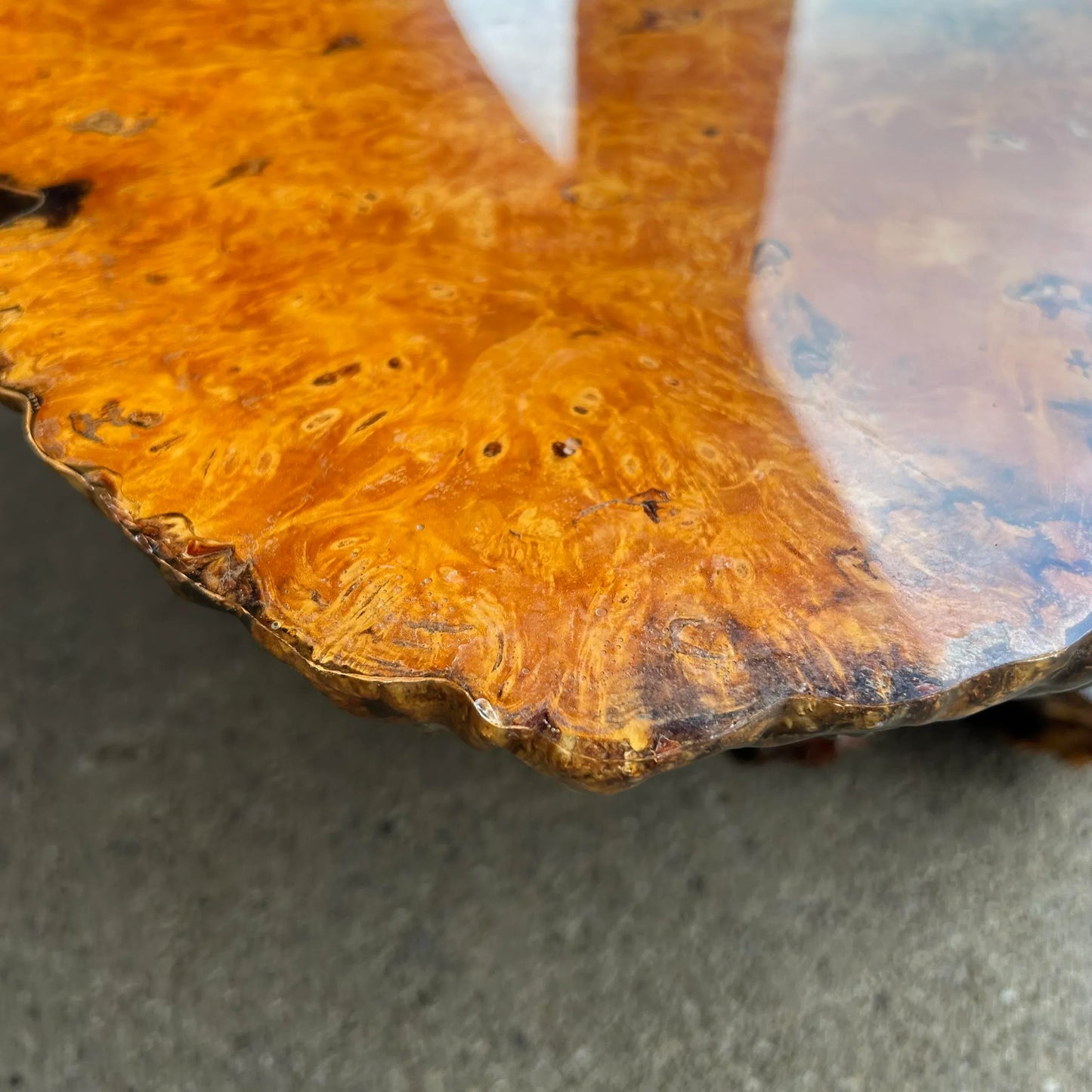 Burl Wood Root Live Edge Resin Coffee Table