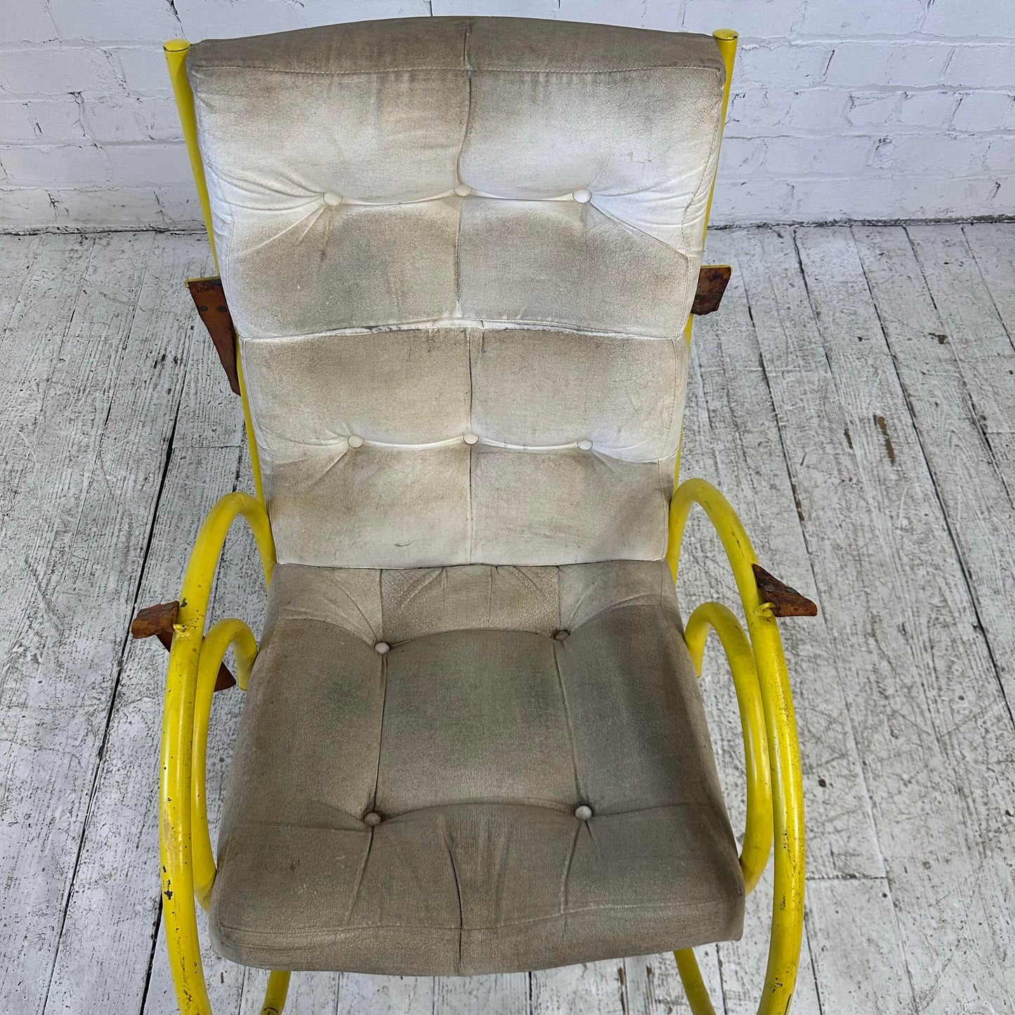 Yellow Metal Framed Rocking Chair Arthur Umanoff Style of Thonet