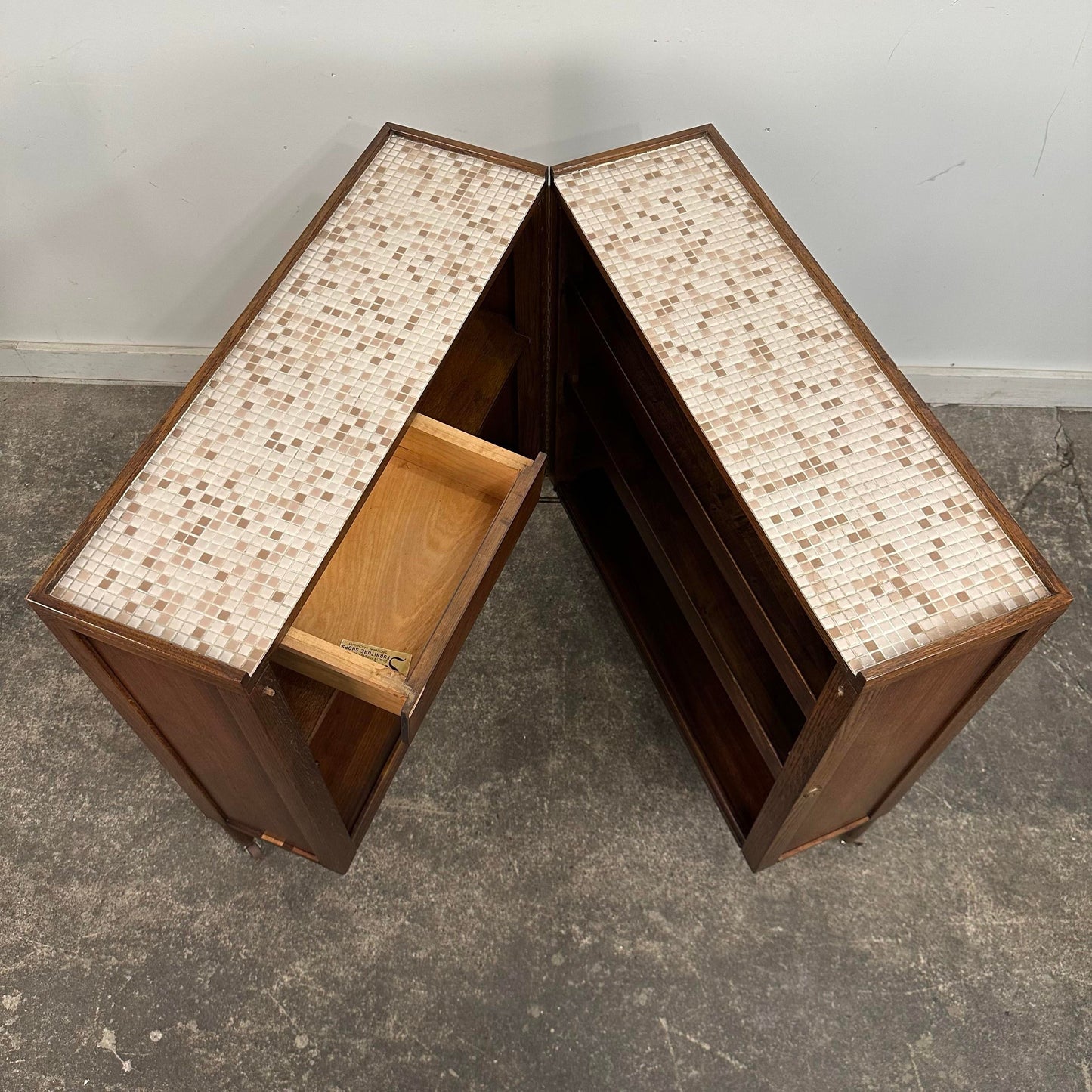 Mosaic Tile Folding Bar Cart by Henry Glass for Saginaw Furniture