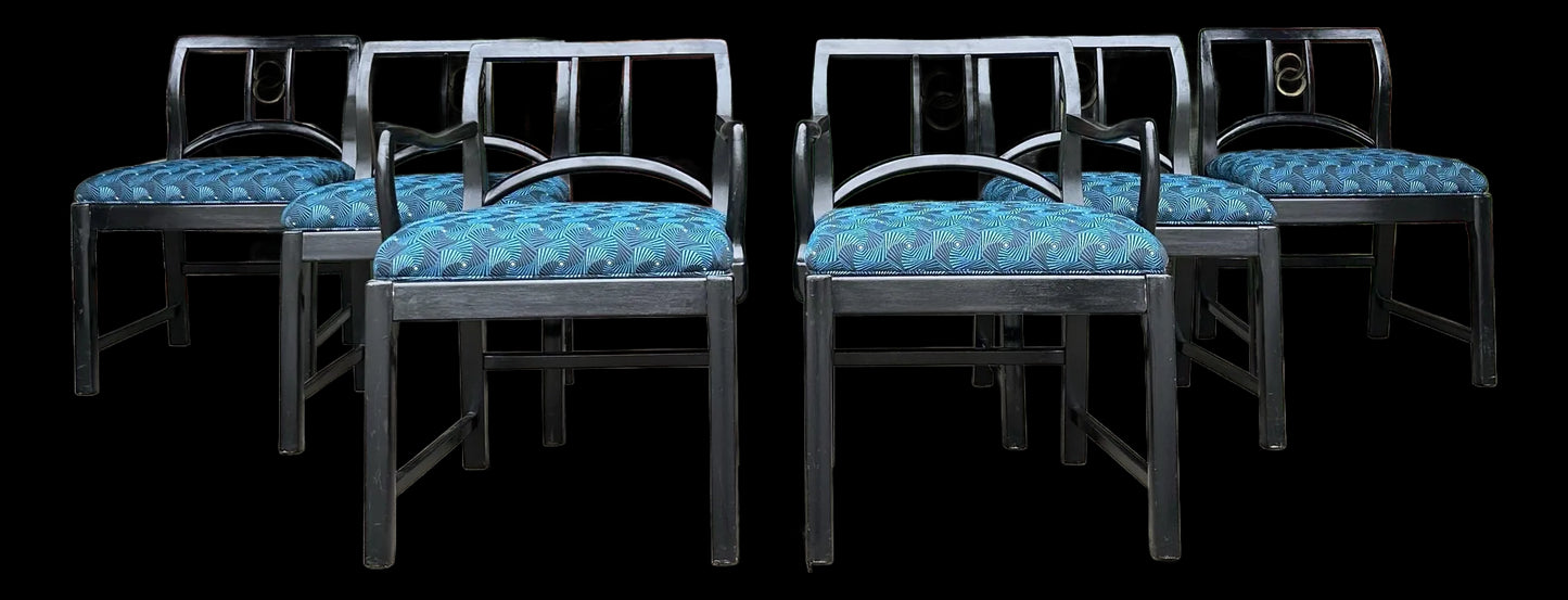 Mid-Century Modern Michael Taylor for Baker Dining Chairs W. Interlocking Circle