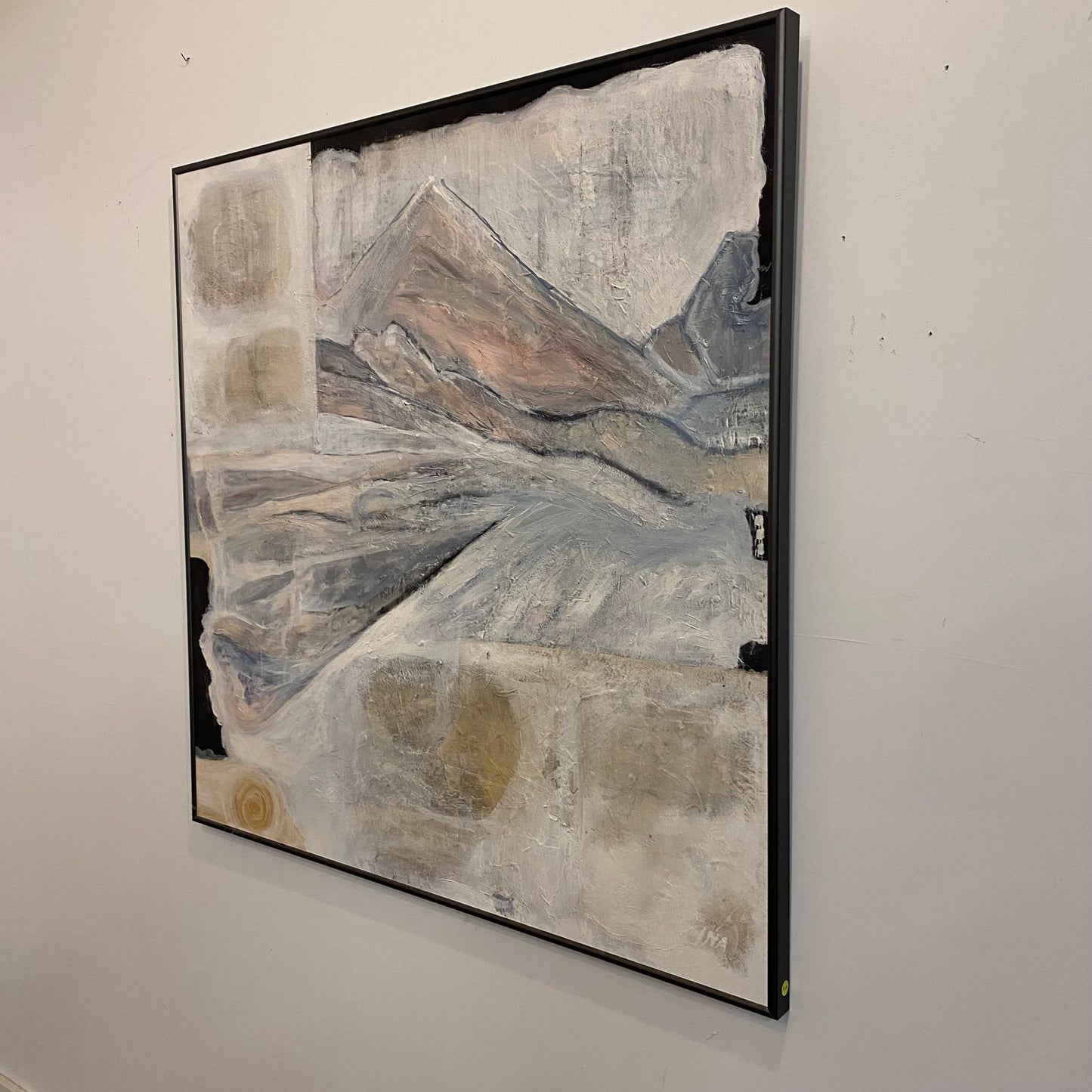 Late 20th Century Postmodern Mountain Landscape Mixed-Media Painting by Ina Takashima, Framed