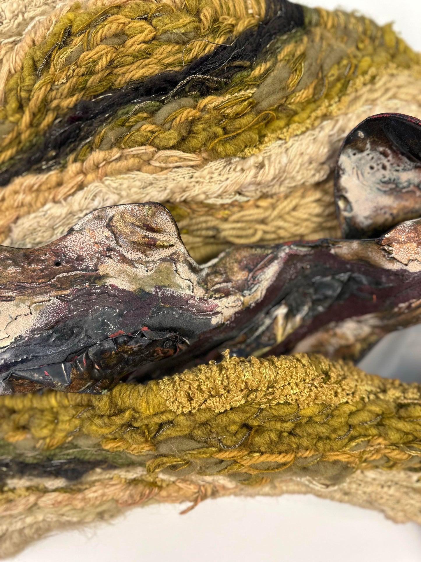 Fiber and Enamel Wall Art Hanging 70’s