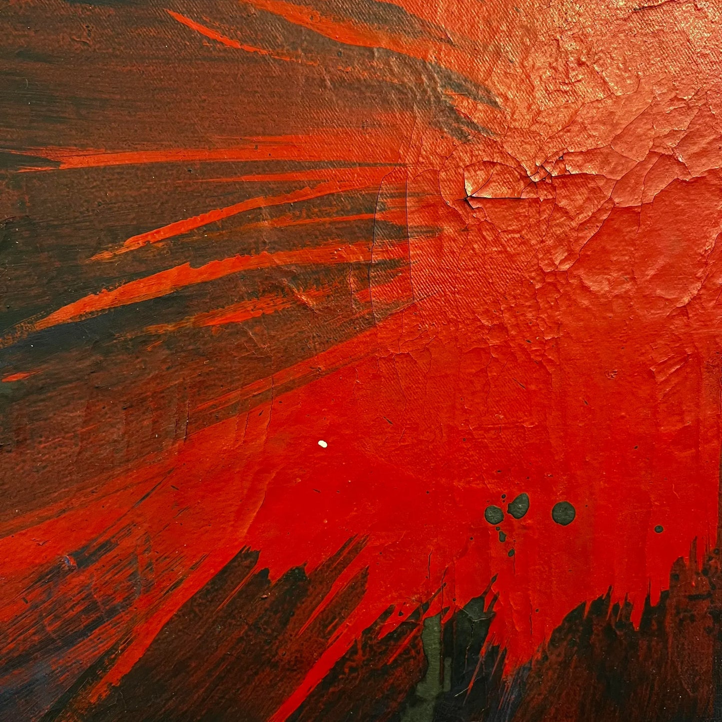 Red Splatter Abstract Painting Signed Sg