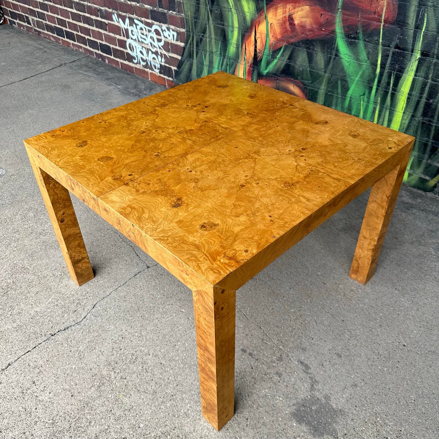 Milo Baughman Burlwood Dining Table Olive Wood