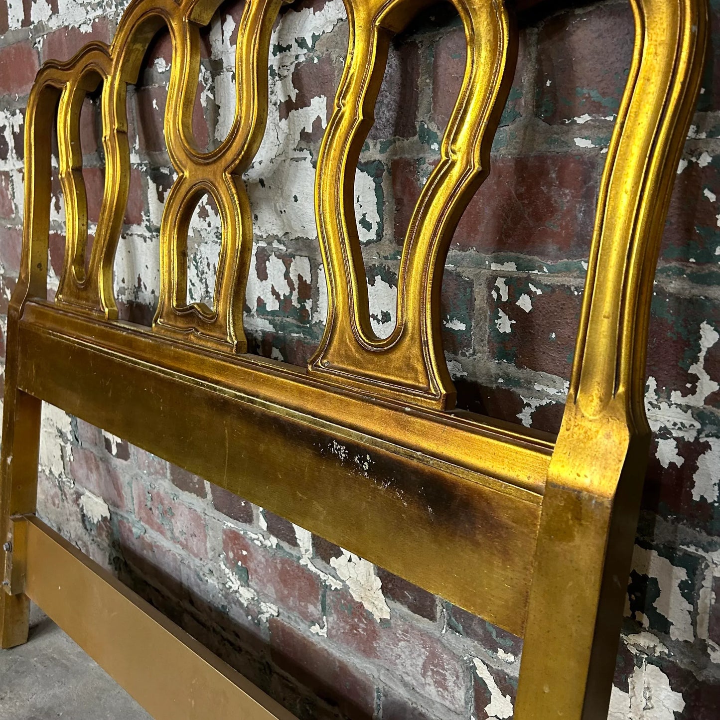 Pair of French Provincial Gold Twin Size Headboards Hollywood Regency