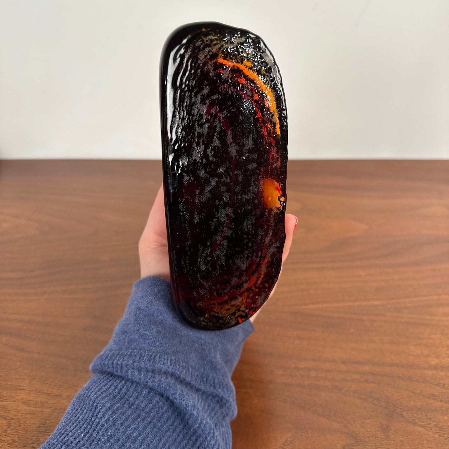 Vintage Blenko Glass Bookend Tepees Native American Amber
