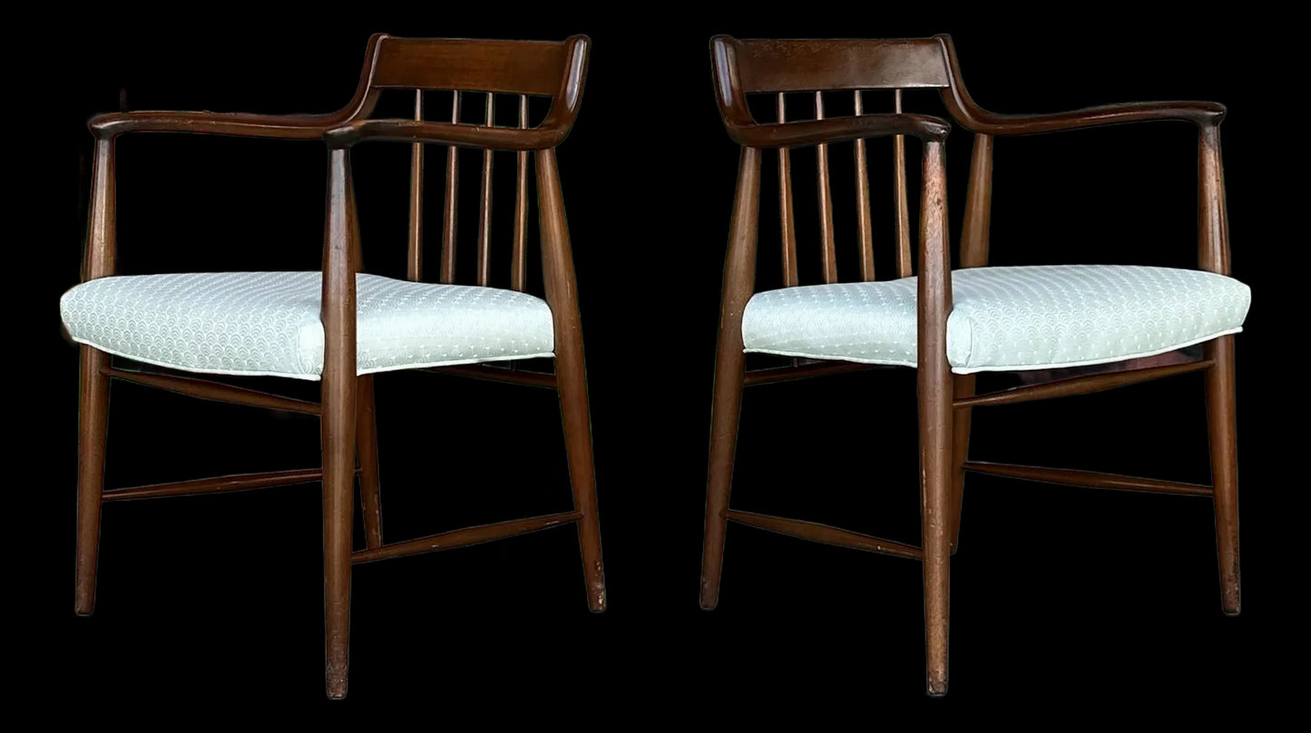Pair of American Walnut Armchairs by Heritage Henredon