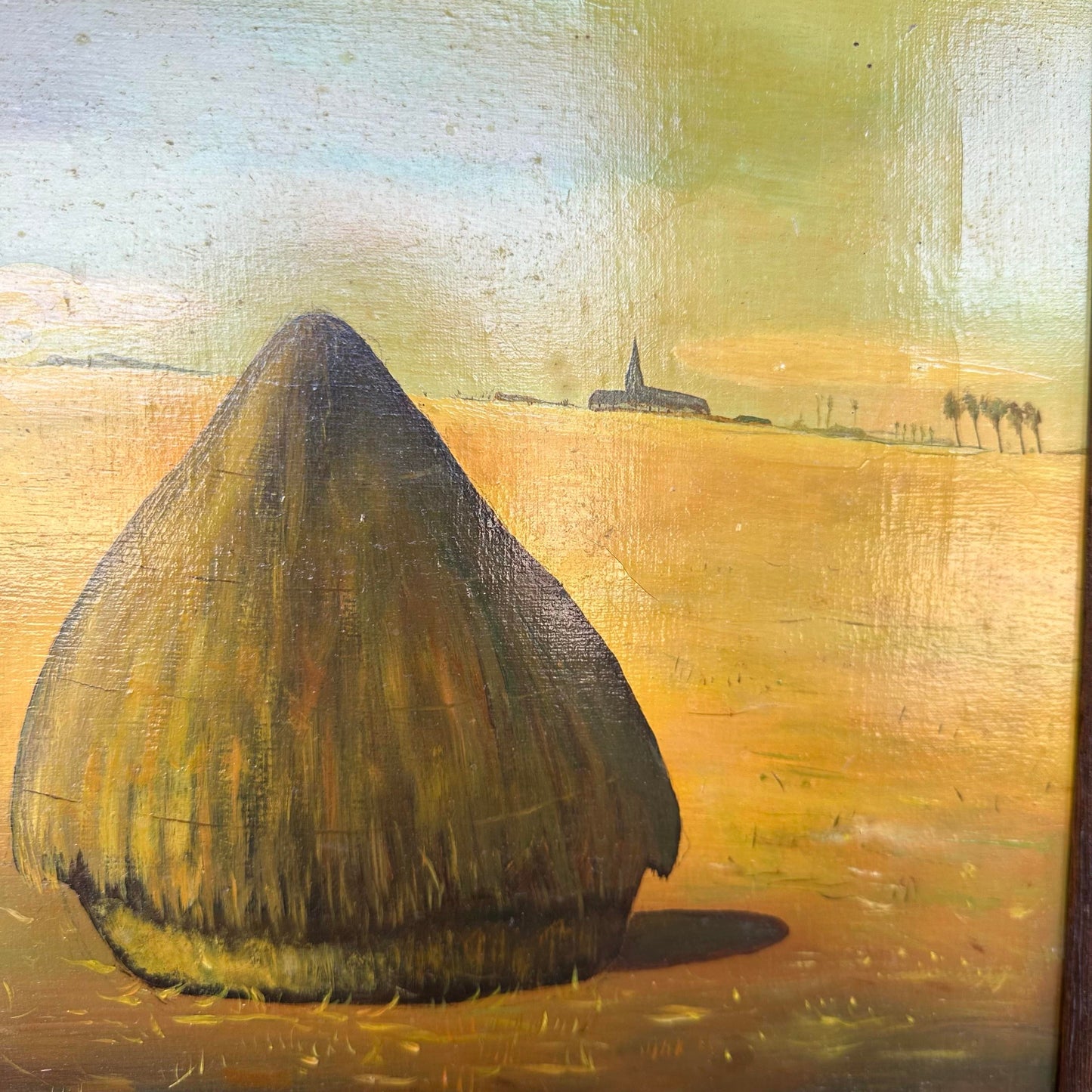 Framed Surrealist Oil Landscape Painting Signed Walle
