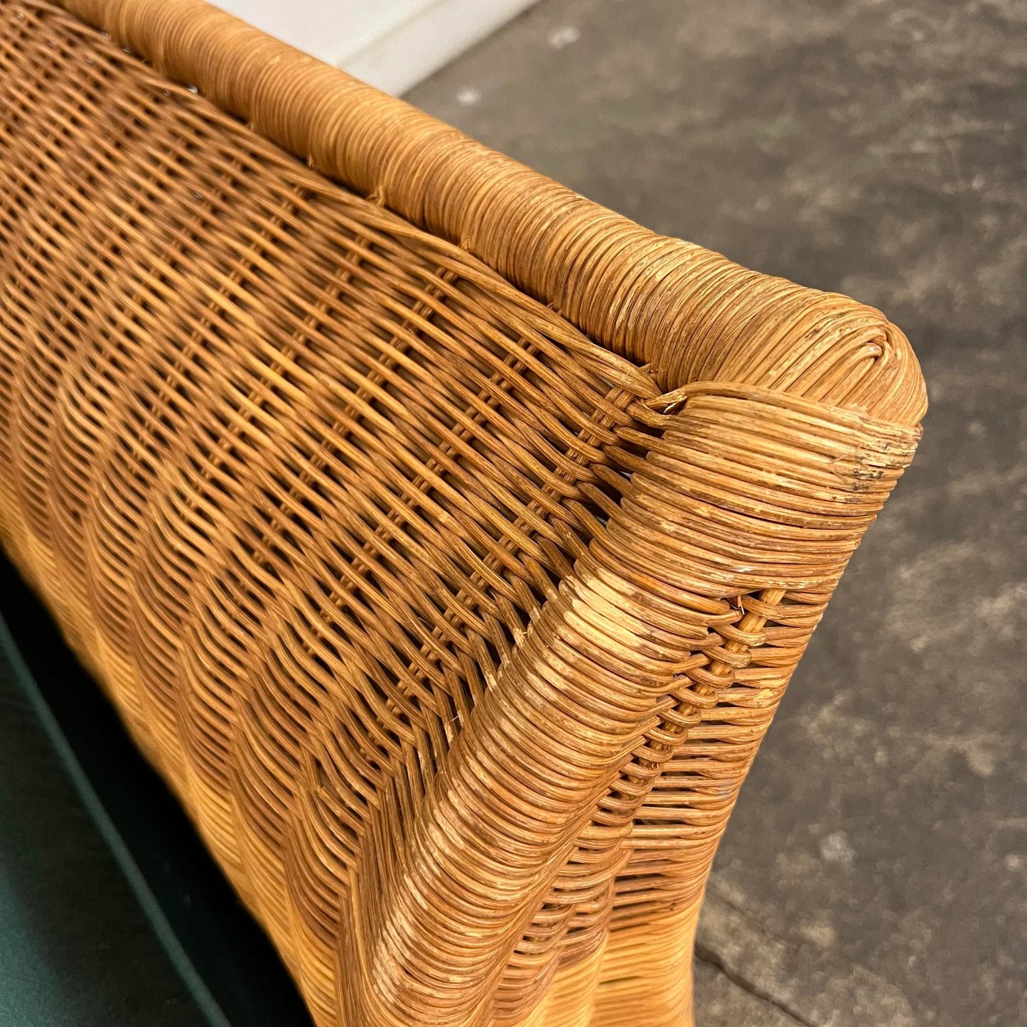 Pair of Large Cube Wicker Lounge Club Chairs