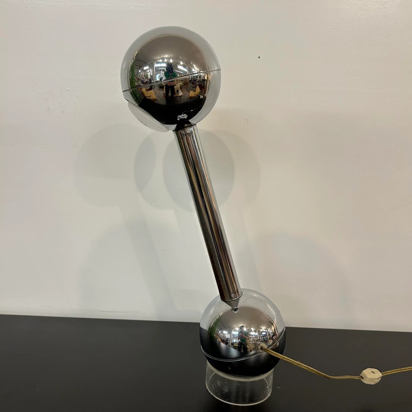 Chrome and Lucite Barbell Table Lamp by George Kovacs