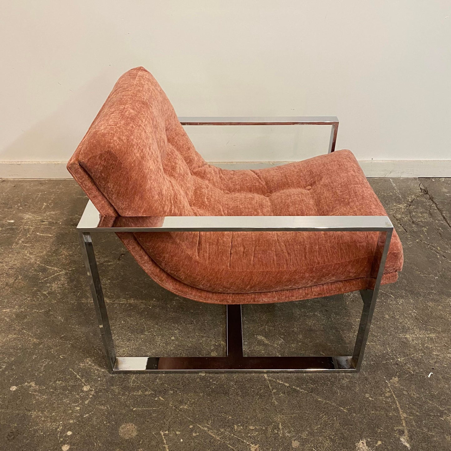 Mid-Century Modern Chrome Base Club Chair