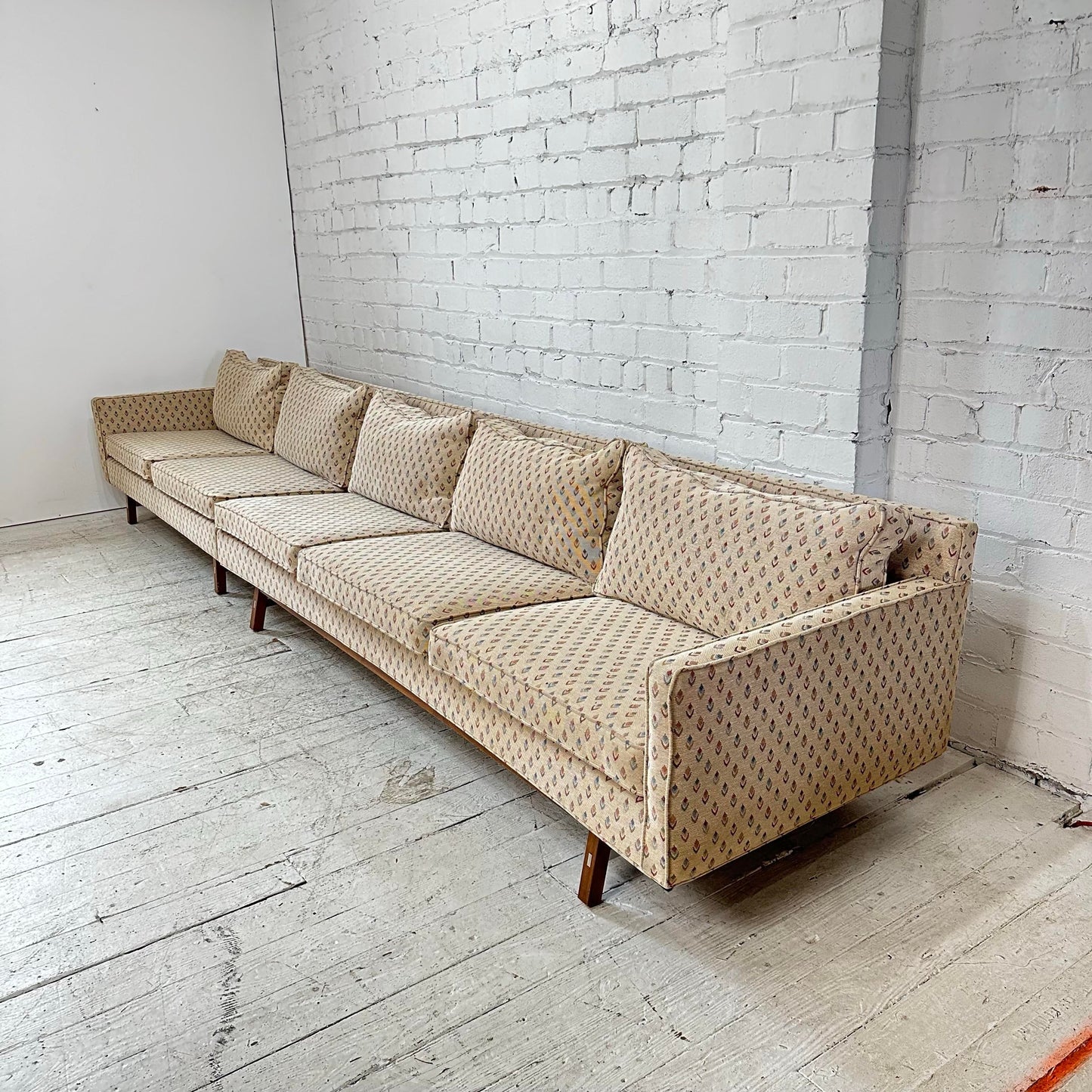 Paul McCobb for Calvin Sectional Sofa Walnut Legs Aluminum Cross Bars