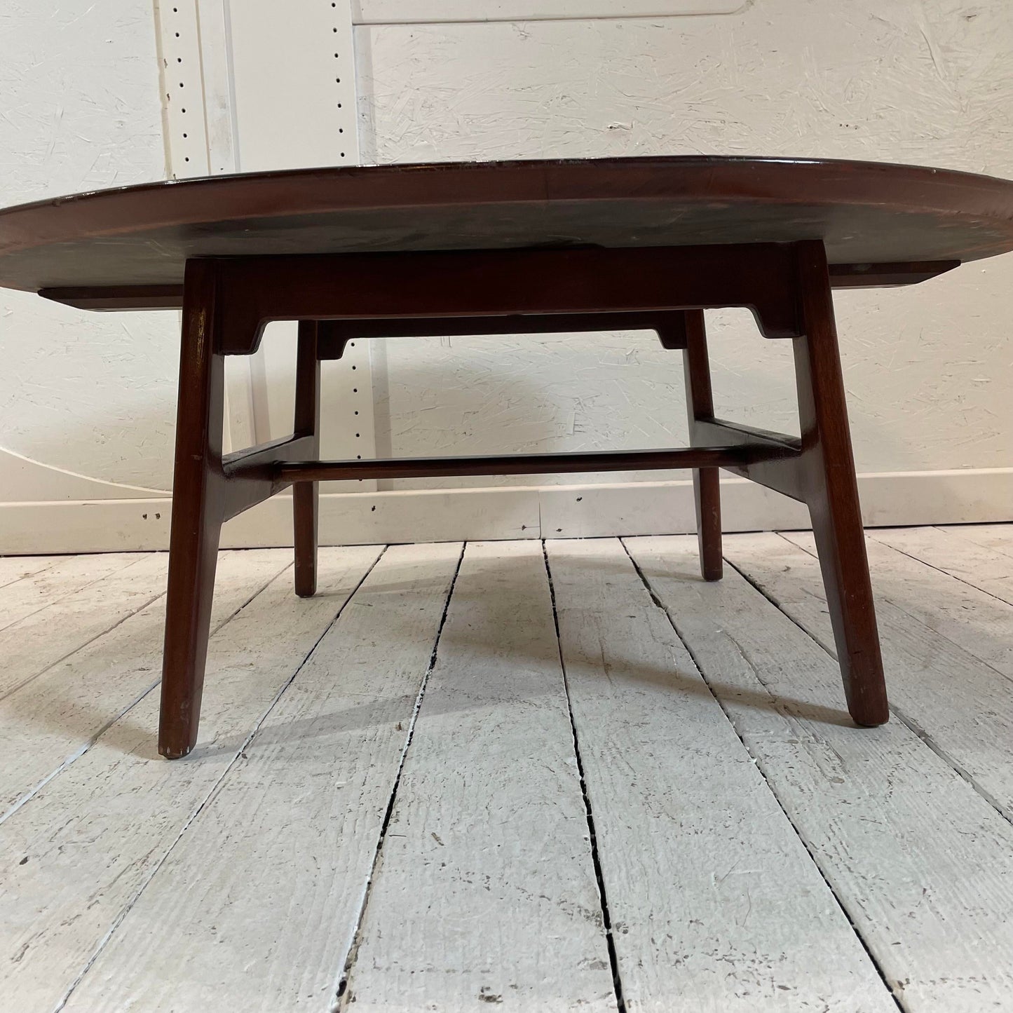 Vintage Jens Risom Designs Walnut Round Coffee Table