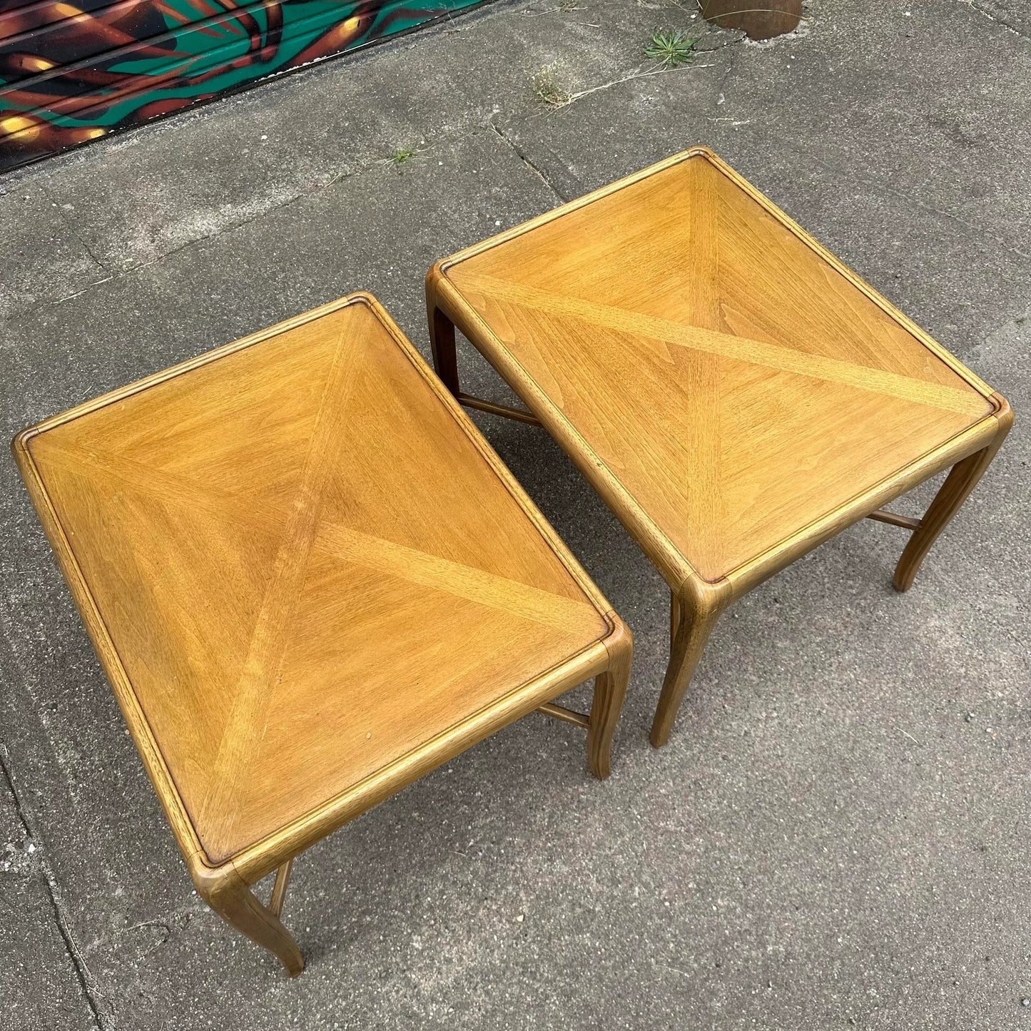 Pair of Thomasville End Tables Bentwood Legs Gibbings Feel